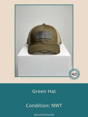 H3 Headwear Olive American Flag Trucker Hat Mesh Snapback NWT OS